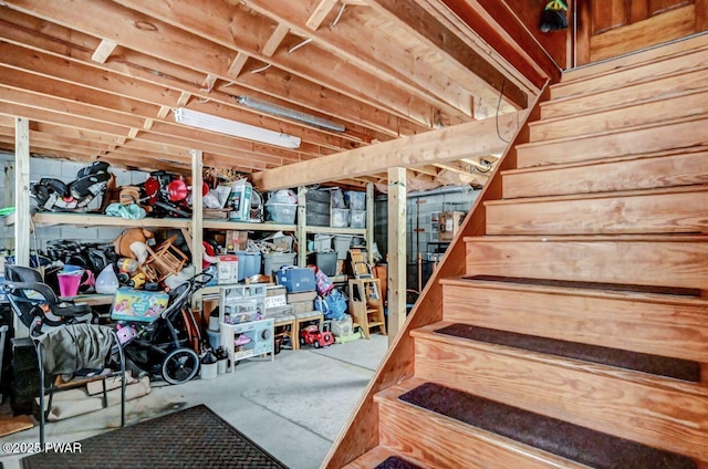 unfinished below grade area with stairway