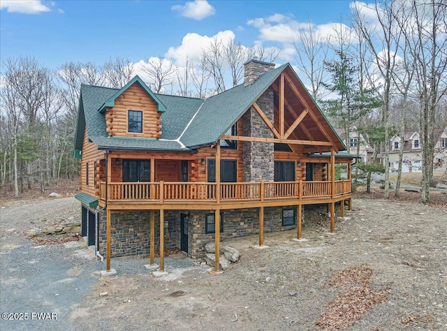 view of front of property with a deck