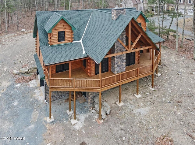 view of front of house featuring a wooden deck