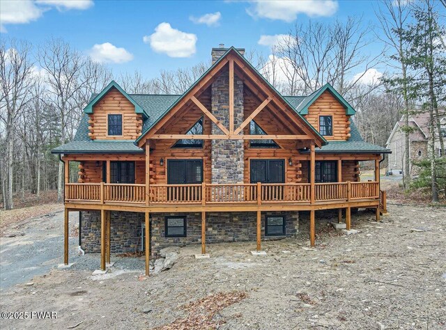 view of front of property with a deck