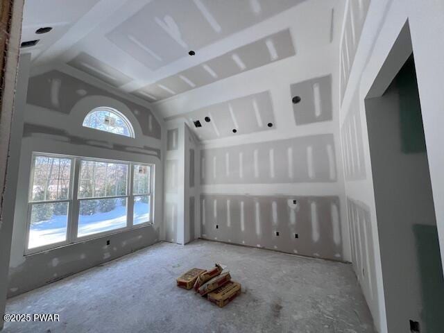 spare room featuring vaulted ceiling