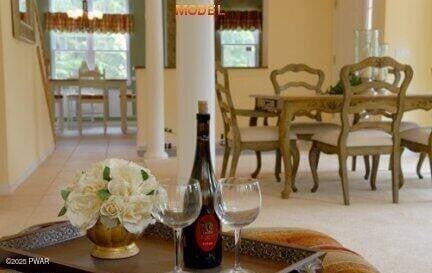 dining area with a chandelier