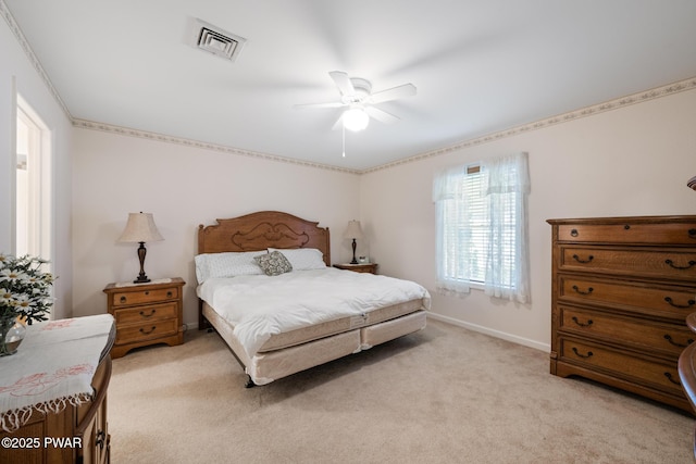 121 Island View Dr, Lake Ariel, PA 18436 - bedroom with light colored carpet, baseboards, and ceiling fan