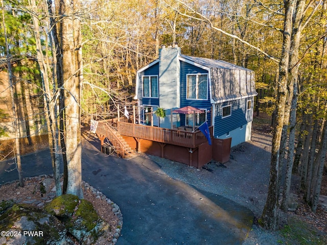 view of front of house with a deck