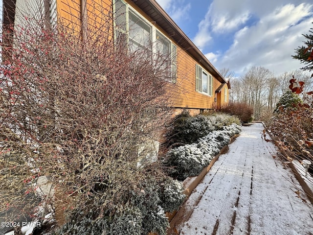 view of snow covered exterior