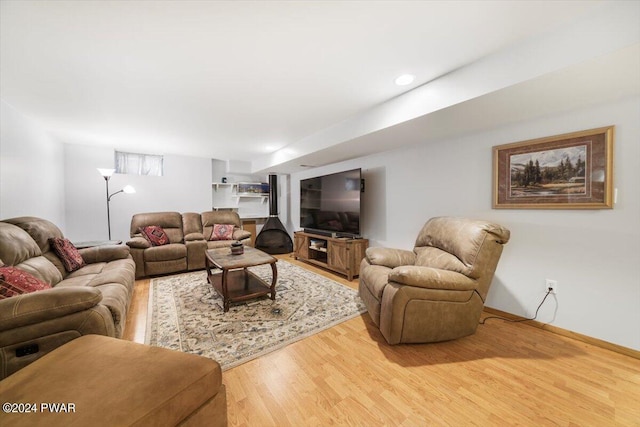 living room with hardwood / wood-style flooring