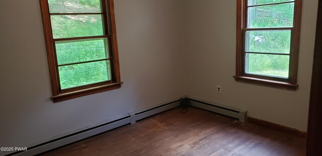 3307 Creamton Dr, Preston Park, PA 18455 - unfurnished room featuring baseboard heating, wood finished floors, and healthy amount of natural light