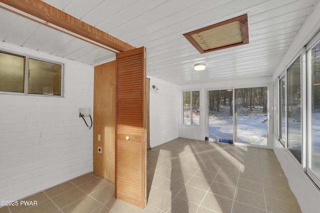 view of unfurnished sunroom