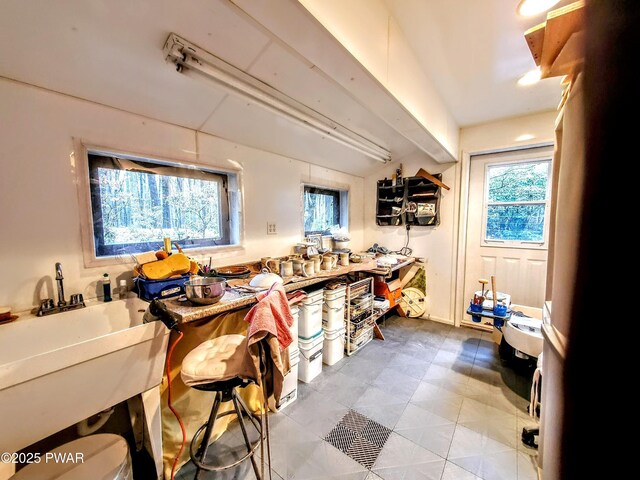 130 Willow Dr, Lords Valley, PA 18428 - miscellaneous room with a sink, tile patterned flooring, and plenty of natural light