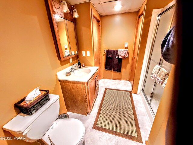 130 Willow Dr, Lords Valley, PA 18428 - full bath with vanity, a stall shower, and toilet