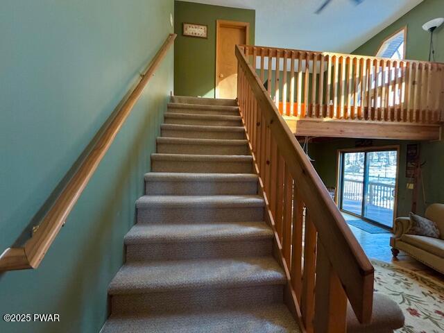 stairs with a high ceiling