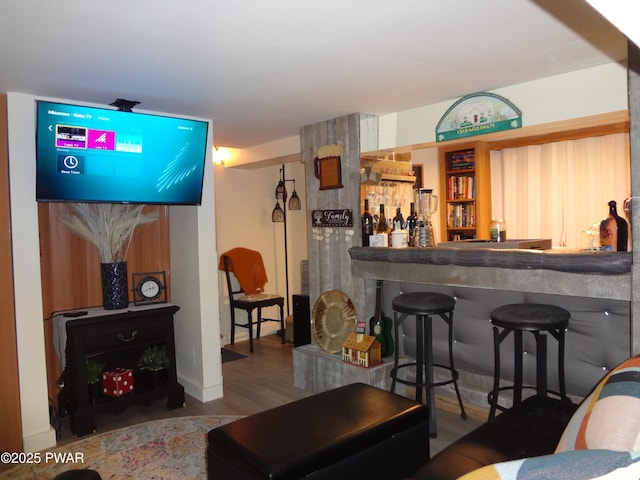 bar featuring hardwood / wood-style floors