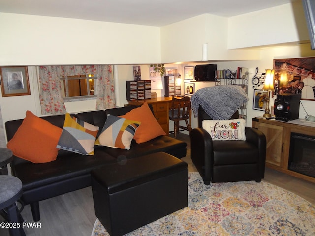 living room with hardwood / wood-style floors