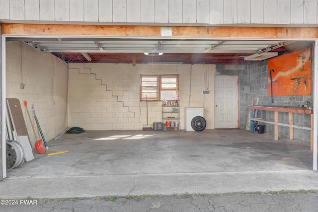 garage with a garage door opener