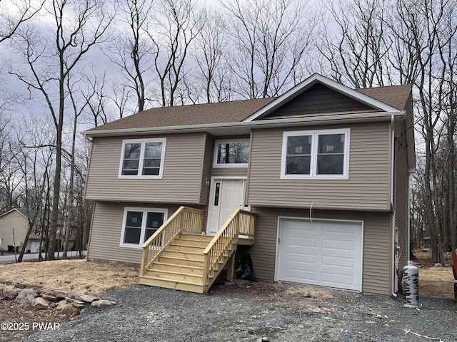 bi-level home with a garage