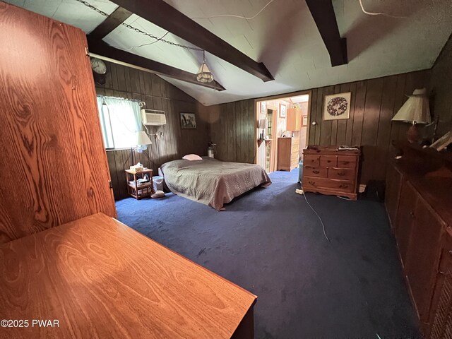 124 Roundhill Rd, Dingmans Ferry, PA 18328 - bedroom with wooden walls and carpet