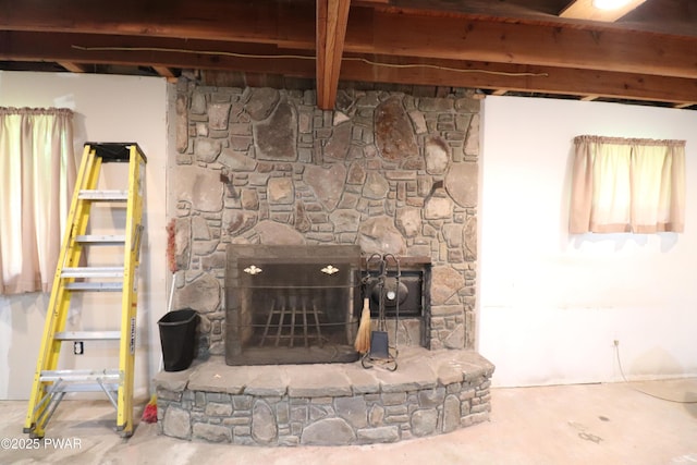 44 Purdytown Tpke, Lake Ariel, PA 18436 - detailed view of concrete flooring and a fireplace