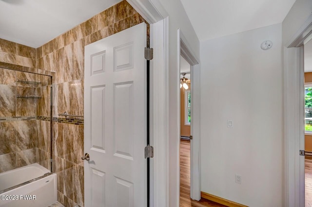 1202 Wallenpaupack Dr, Lake Ariel, PA 18436 - full bathroom featuring tub / shower combination and wood finished floors