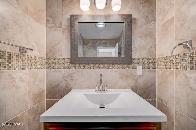 1202 Wallenpaupack Dr, Lake Ariel, PA 18436 - bathroom with vanity and tile walls