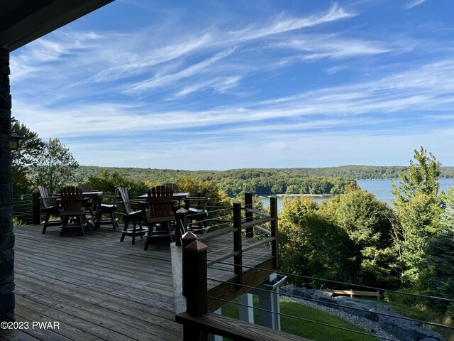 deck with a water view