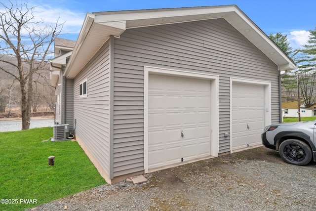 111 Riverbend Ln, Beach Lake, PA 18405 - detached garage featuring central air condition unit