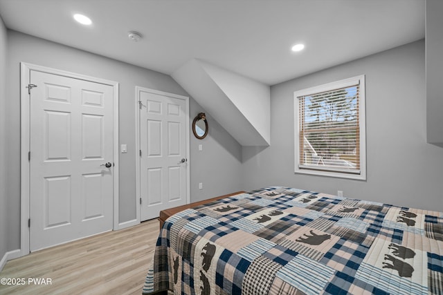 111 Riverbend Ln, Beach Lake, PA 18405 - bedroom with baseboards, light wood-type flooring, and recessed lighting