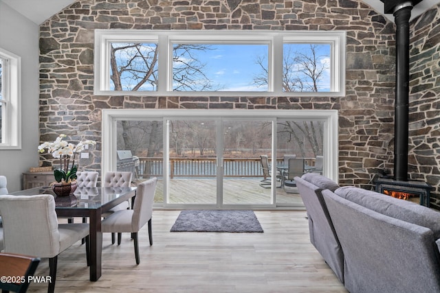 111 Riverbend Ln, Beach Lake, PA 18405 - interior space featuring a wood stove