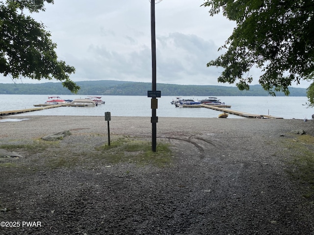 property view of water with a dock
