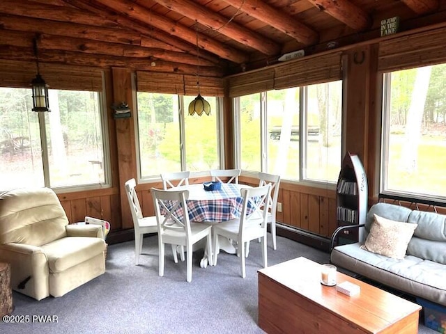 128 Timber Ln, Tafton, PA 18464 - sunroom / solarium featuring wooden ceiling and carpet
