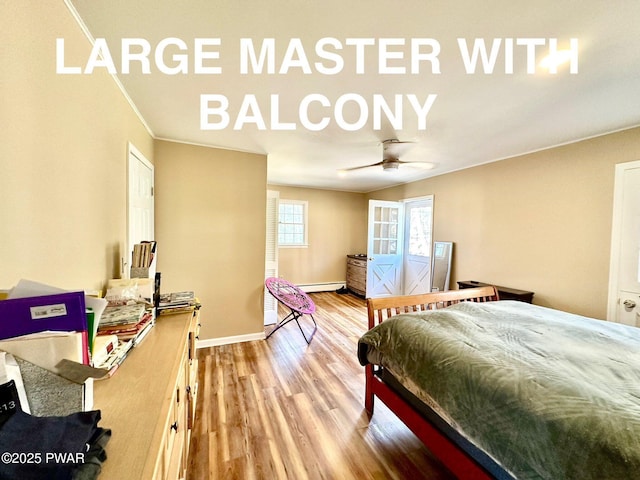 205 Waterview Dr, Lords Valley, PA 18428 - bedroom featuring light wood finished floors, baseboards, and ceiling fan
