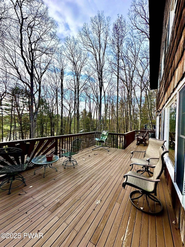 205 Waterview Dr, Lords Valley, PA 18428 - deck with view of wooded area