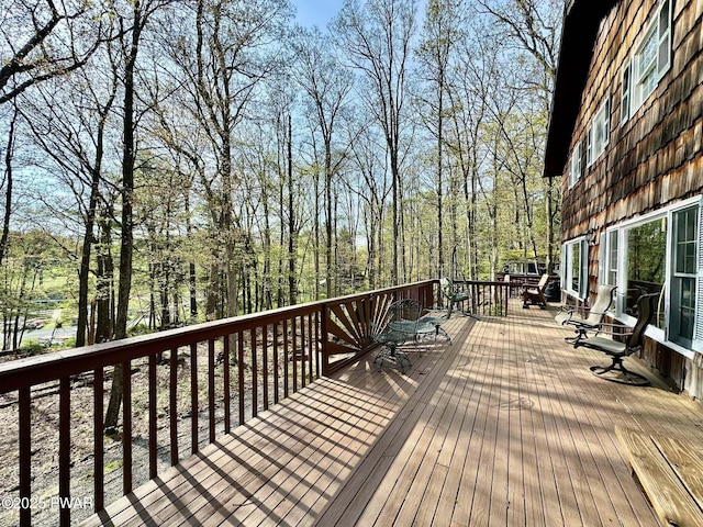 205 Waterview Dr, Lords Valley, PA 18428 - view of wooden deck