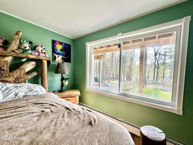205 Waterview Dr, Lords Valley, PA 18428 - bedroom with a baseboard heating unit and crown molding