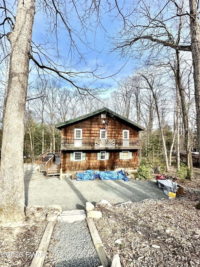 205 Waterview Dr, Lords Valley, PA 18428 - view of property exterior featuring a deck