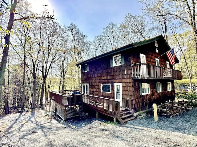 205 Waterview Dr, Lords Valley, PA 18428 - rear view of property featuring a deck