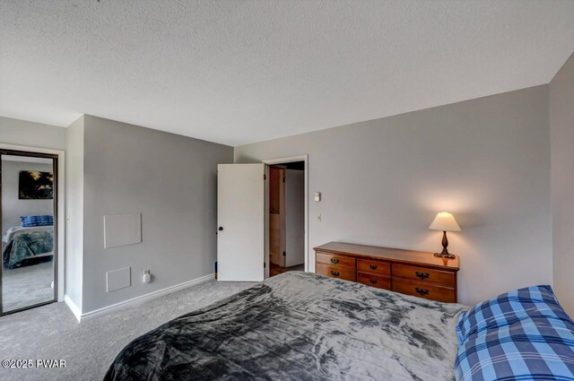 1107 Crest Cir, Lakeville, PA 18438 - bedroom featuring carpet floors, a textured ceiling, and baseboards