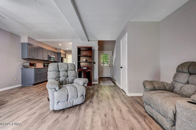 1107 Crest Cir, Lakeville, PA 18438 - living room featuring light wood-style flooring, baseboards, and recessed lighting