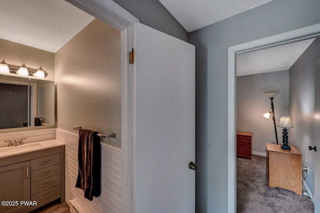 1107 Crest Cir, Lakeville, PA 18438 - bathroom with vanity and wainscoting