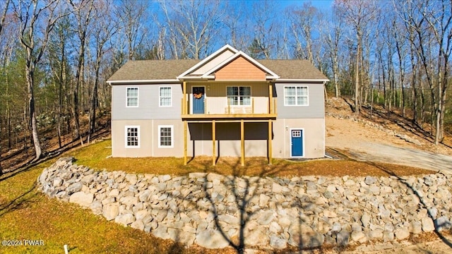 view of front of property with a deck