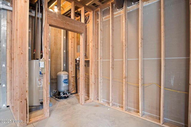 basement with water heater