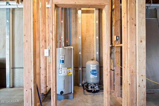 utility room featuring water heater