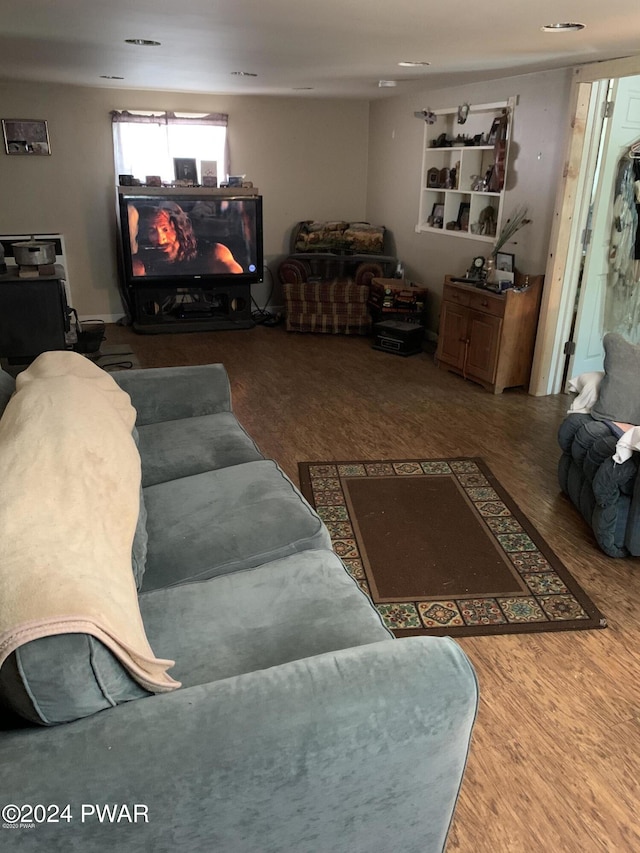 living room with hardwood / wood-style flooring