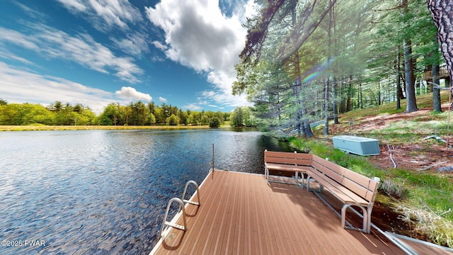109 Lake Dr, Dingmans Ferry, PA 18328 - dock area featuring a water view and a wooded view