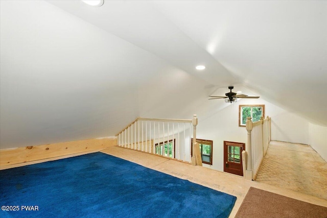 36 Rolling Acres Rd, Lake Ariel, PA 18436 - bonus room featuring carpet floors, lofted ceiling, ceiling fan, and recessed lighting