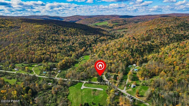 birds eye view of property featuring a mountain view