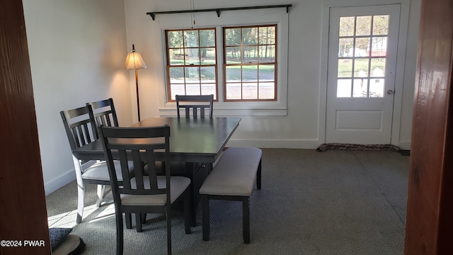 dining area with carpet flooring