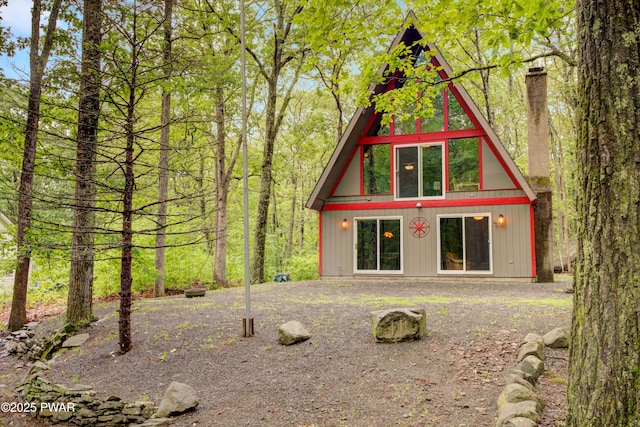 111 Blueridge Ln, Lords Valley, PA 18428 - back of house with a chimney