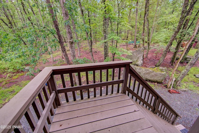 111 Blueridge Ln, Lords Valley, PA 18428 - wooden terrace with a forest view