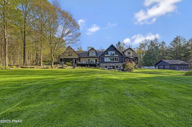 view of front facade with a garage and a front lawn