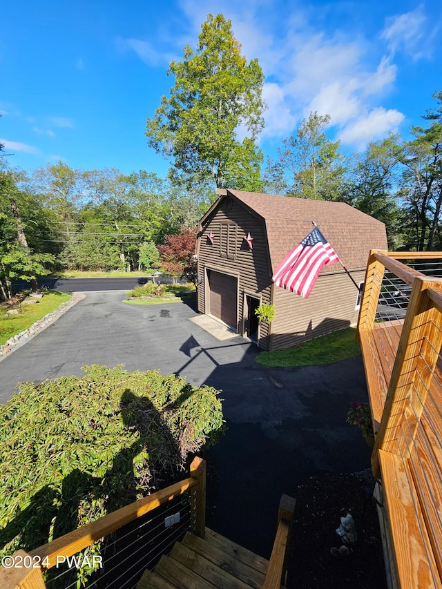 exterior space with a garage